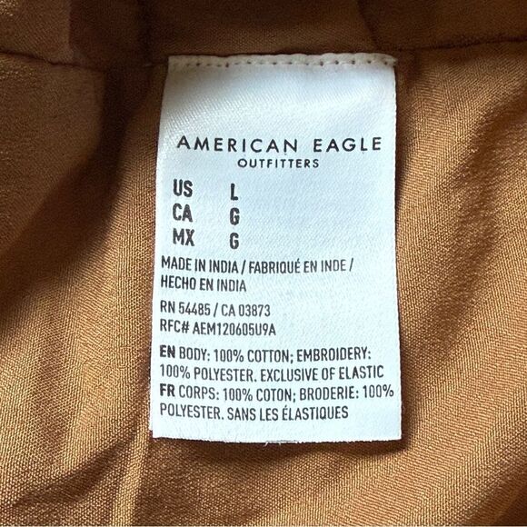 American Eagle Chestnut Eyelet Crop Top Smocked Large Festival Summer - Picture 5 of 7